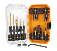 TOOLMAYS Countersink Drill Bit Set, 15 PCS HSS Counter Sink Drill Bits for Woodworking With 1/4" Hex Shank, Includes 2 PCS Wood Plug Cutters, Screwdriver Bits & Extension Bit Shaft With Storage Box