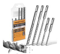 TOOLMAYS SDS Plus Drill Bit Set, Ø5-10 mm Masonry Drill Bits, 5PCS SD08 Carbide SDS Drill Bit Set for Concrete, Stone, Brick Wall, One-Piece No Welded Parts, 3X More Durable