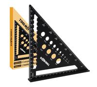 TOOLMAYS Speed Square, 180mm/ 7inch Set Square, Carpenters Square With 14 Types Of Drill Holes, Multifunctional Aluminum Alloy Carpenters Tools For Draw Angles, Positioning Of Drilled Hole