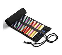 tooloflife 12-72 Holes Black Canvas Pencil Wrap Roll Up Case, Versatile Pen Holder Bag for Colored Pencils, Drawing Pens, and Brushes; Ideal for Students and Adults (Starry Sky 72 Holes)