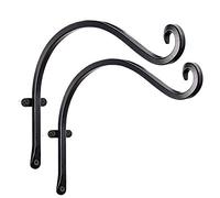 tooloflife 12'' Hanging Basket Brackets Heavy Duty Plant Hook Metal Wrought Iron Wall Brackets for Hanging Plants Flower Baskets Lanterns Bird Feeders Outdoor Garden Fence Hanger Hook 2PCS