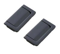 tooloflife 2 Pcs Black Zinc Alloy Minimalist Recessed Flush Pulls, Hidden Cabinet & Drawer Door Handles, 64mm Hole Spacing for Furniture Panel