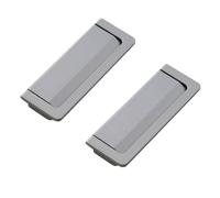 tooloflife 2 Pcs Pearl Gray Zinc Alloy Minimalist Recessed Flush Pulls, Hidden Cabinet & Drawer Door Handles, 96mm Hole Spacing for Furniture Panel