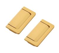 tooloflife 2 Pcs Sand Gold Zinc Alloy Minimalist Recessed Flush Pulls, Hidden Cabinet & Drawer Door Handles, 64mm Hole Spacing for Furniture Panel