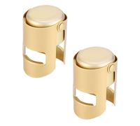 tooloflife 2 Pcs Sparkling Bottle Stopper, Stainless Steel Vacuum Champagne Bottle Plug Sealer, Leak-Proof Bubble Retaining Saver for Beer Wine Prosecco - Gold