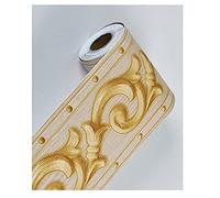 tooloflife 2 Roll Elegant Yellow Floral Molding Wallpaper Border Self Adhesive Home Ceiling Decorative Border Removable PVC Embossed Waistline Tile Transfers