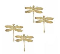 tooloflife 4 Pcs Gold Dragonfly Cabinet Knobs, 80mm Brushed Brass Drawer Pulls, Vintage Zinc Alloy Decorative Handles for Cupboard Wardrobe Dressing Table & Kitchen Furniture