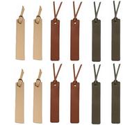 tooloflife 4 Pcs Leather Bookmark, Simple Retro Bookmark with Leather Tassel Reading Marks for Readers, Book Lovers, Students, Teacher (The Earthy Collection(Army Green+Beige+Dark Brown))