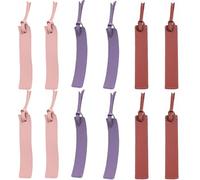tooloflife 4 Pcs Leather Bookmark, Simple Retro Bookmark with Leather Tassel Reading Marks for Readers, Book Lovers, Students, Teacher (The Elegant Set(Pink+Purple+Burgundy))