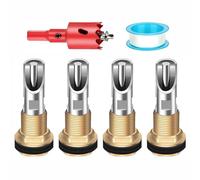 tooloflife 4 Sets Automatic Pig Nipple Drinker Set, Stainless Steel Pig Nozzle Waterer System Included 1/2" Brass Connector Hole Opener Tape for Meat Pigs Sows Piglets Goats Sheep