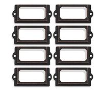 tooloflife Cabinet Frame Handle, 8PCS Drawer Name Card Metal Art Label Holder Card Holder Drawer Pull for File Case Library Drawer Medicine Cabinet(Red Bronze)