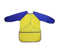 tooloflife Children's Painting Apron with Long Sleeve and 3 Pockets, Waterproof Kids Art Smock, Toddler Gown for Painting, Cooking, Craft, Eating(M,Yellow Blue)