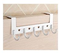 tooloflife Door Hook Rack, 1pcs Aluminum Hook Rack Hook Hanger Coat Hook with 5 Hooks Punch-Free for Coat, Towel, Bag, Robe，Umbrellas（Black）