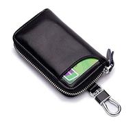 tooloflife Leather Car Keychain Key Holder Key Wallet, Multi-Functional Zipper Key Case Wallet 6 Colors for Choic, Key Holder Wallet (Black)