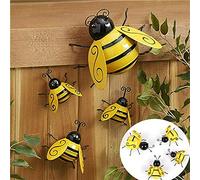 tooloflife Metal Bees Decorations, Garden Accents Yard Fence 3D Iron Art Sculpture Ornaments for Outdoor Home Garden Patio Yard Lawn Fence 4PCS