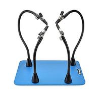 Toolour Magnetic Helping Hands Soldering Third Hand - 4 Flexible Metal Arms with Adjustable Alligator Clips On the Blue Steel Base for Soldering Repair Assembly Painting DIY Art Crafts Hobby