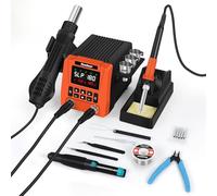 Toolour Soldering Station, Soldering Iron, hot air rework Station，2 in 1 Solder Wire