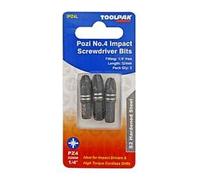 Toolpak 1/4" Hex Shank Impact Insert Bit Set, 32mm PZ.4, Pack of 3
