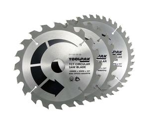 Toolpak 190mm x 30mm Bore x 20/24/40 Tooth 3 Pack Circular Saw Blades, BY190-30