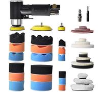TOOLPEAK 48 Pcs mini random orbital air sander kit, high-speed mini air sander polisher, Includes 1-inch and 2-inch and 3-inch polisher pad kit polishing sponge & wool pads sandpapers, sander kit