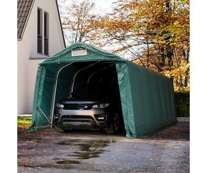 TOOLPORT 3.3x7.2m Carport Tent / Portable Garage, PRIMEtex 2300, dark green with statics (ground: soil) - (49684)