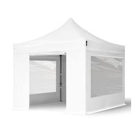 TOOLPORT 3x3 m PVC 800 Pop Up Gazebo PREMIUM Steel 40 mm, incl. 4 side panels with Panorama Windows, white - (600112)