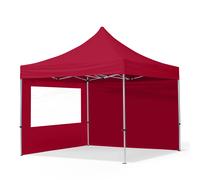 TOOLPORT 3x3m PES 700 Pop Up Gazebo ECONOMY Aluminium 32 mm, incl. 2 side panels with Panorama Windows, red - (59013)