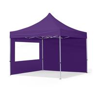 TOOLPORT 3x3m PES 700 Pop Up Gazebo ECONOMY Aluminium 32 mm, incl. 2 side panels with Panorama Windows, purple - (59009)