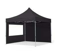 TOOLPORT 3x3m PES 700 Pop up gazebo ECONOMY Aluminium 32 mm, incl. 2 side panels with Panorama Windows, black - (59015)