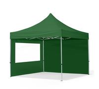 TOOLPORT 3x3m PES 700 Pop up gazebo ECONOMY Aluminium 32 mm, incl. 2 side panels with Panorama Windows, dark green - (59007)