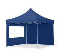 TOOLPORT 3x3m PES 700 Pop up gazebo ECONOMY Aluminium 32 mm, incl. 2 side panels with Panorama Windows, dark blue - (59000)