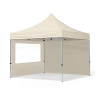 TOOLPORT 3x3m PES 700 Pop up gazebo ECONOMY Aluminium 32 mm, incl. 2 side panels with Panorama Windows, cream - (59003)