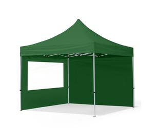 TOOLPORT 3x3m PES 700 Pop up gazebo ECONOMY Aluminium 32 mm, incl. 2 side panels with Panorama Windows, dark green - (59007)