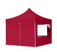 TOOLPORT 3x3m PES 700 Pop Up Gazebo ECONOMY Aluminium 32 mm, incl. 4 side panels with Panorama Windows, red - (59014)