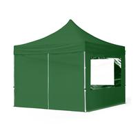 TOOLPORT 3x3m PES 700 Pop up gazebo ECONOMY Aluminium 32 mm, incl. 4 side panels with Panorama Windows, dark green - (59008)