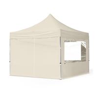 TOOLPORT 3x3m PES 700 Pop up gazebo ECONOMY Aluminium 32 mm, incl. 4 side panels with Panorama Windows, cream - (59004)