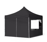 TOOLPORT 3x3m PES 700 Pop up gazebo ECONOMY Aluminium 32 mm, incl. 4 side panels with Panorama Windows, black - (59016)