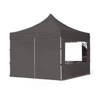 TOOLPORT 3x3m PES 700 Pop up gazebo ECONOMY Aluminium 32 mm, incl. 4 side panels with Panorama Windows, dark grey - (59006)