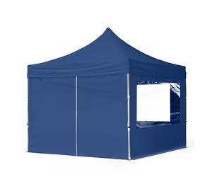 TOOLPORT 3x3m PES 700 Pop up gazebo ECONOMY Aluminium 32 mm, incl. 4 side panels with Panorama Windows, dark blue - (59001)