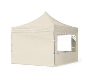 TOOLPORT 3x3m PES 700 Pop up gazebo ECONOMY Aluminium 32 mm, incl. 4 side panels with Panorama Windows, cream - (59004)