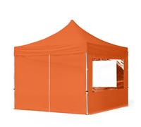 TOOLPORT 3x3m PES 700 Pop Up Gazebo ECONOMY Aluminium 32 mm, incl. Sidewalls with Panorama Windows, orange - (59012)