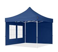 TOOLPORT 3x3m PES 700 Pop up gazebo ECONOMY Steel 30 mm, incl. 2 side panels with Windows, dark blue - (59036)