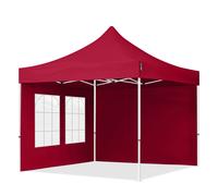 TOOLPORT 3x3m PES 700 Pop Up Gazebo ECONOMY Steel 30 mm, incl. 2 side panels with Windows, red - (59039)