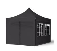 TOOLPORT 3x3m PES 700 Pop up gazebo ECONOMY Steel 30 mm, incl. 4 side panels with Windows, black - (581830)
