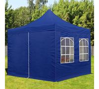 TOOLPORT 3x3m PES 700 Pop up gazebo ECONOMY Steel 30 mm, incl. 4 side panels with Windows, blue - (582633)