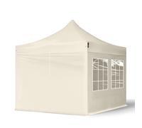 TOOLPORT 3x3m PES 700 Pop up gazebo ECONOMY Steel 30 mm, incl. 4 side panels with Windows, cream - (581833)
