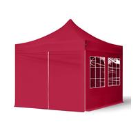 TOOLPORT 3x3m PES 700 Pop Up Gazebo ECONOMY Steel 30 mm, incl. 4 side panels with Windows, red - (582631)
