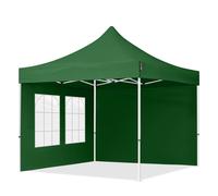 TOOLPORT 3x3m PES 700 Pop up gazebo ECONOMY Steel 30 mm, incl. Sidewalls with Windows, dark green - (59038)