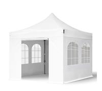 TOOLPORT 3x3m PES 750 Pop Up Gazebo PREMIUM Steel 40 mm, incl. 4 side panels with Windows, white - (600038)