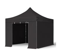 TOOLPORT 3x3m PES 750 Pop Up Gazebo PREMIUM Steel 40 mm, incl. Sidewalls, black - (600003)